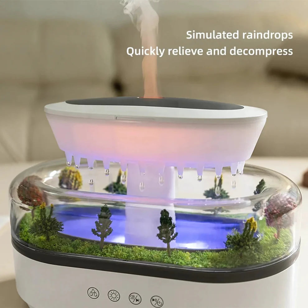 Humidificador de aire con efecto lluvia