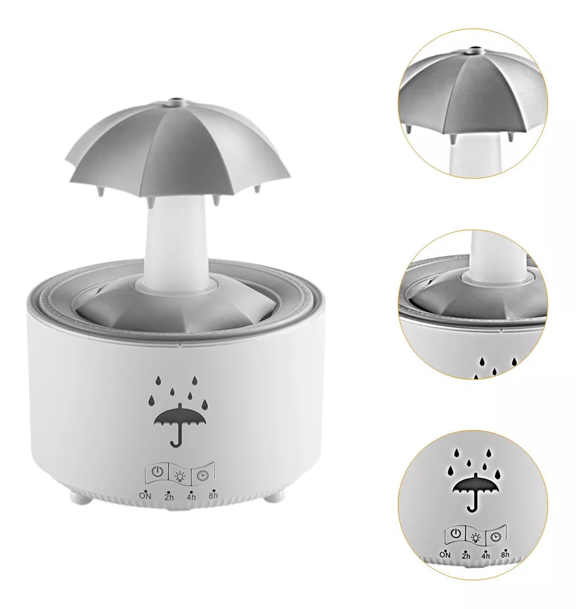 Humidificador giratorio con gotas de lluvia